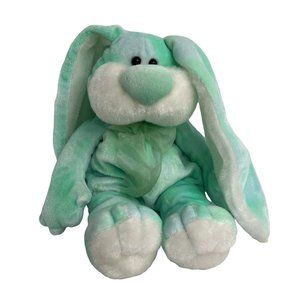 Dan Dee Plush Bunny Rabbit Stuffed Animal Green White Puffy Chunky Cheeks 14"